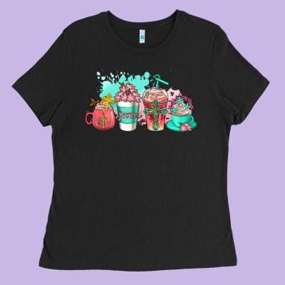 Religious Coffee Cups Ladies Tee Designed By Adodesignshop