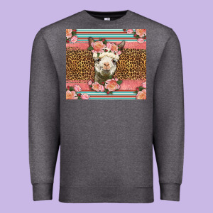 Llama And Roses Glitter Premium Sweatshirt Designed By Lillyallendesigns