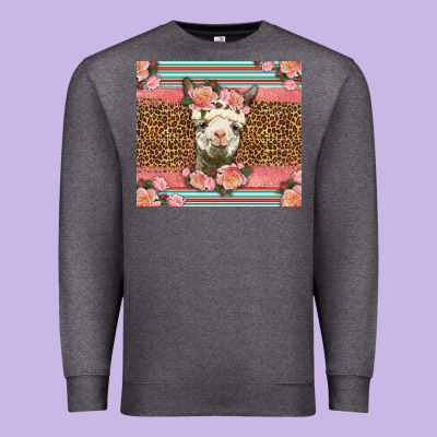 Llama And Roses Glitter Premium Sweatshirt Designed By Lillyallendesigns