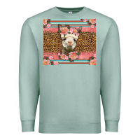 Seafoam llama and roses glitter Premium Sweatshirt - LillyAllenDesigns