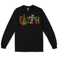 Black christmas faith with cross Long Sleeve Tee - CowhideDigitalArt