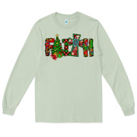 Matcha christmas faith with cross Long Sleeve Tee - CowhideDigitalArt