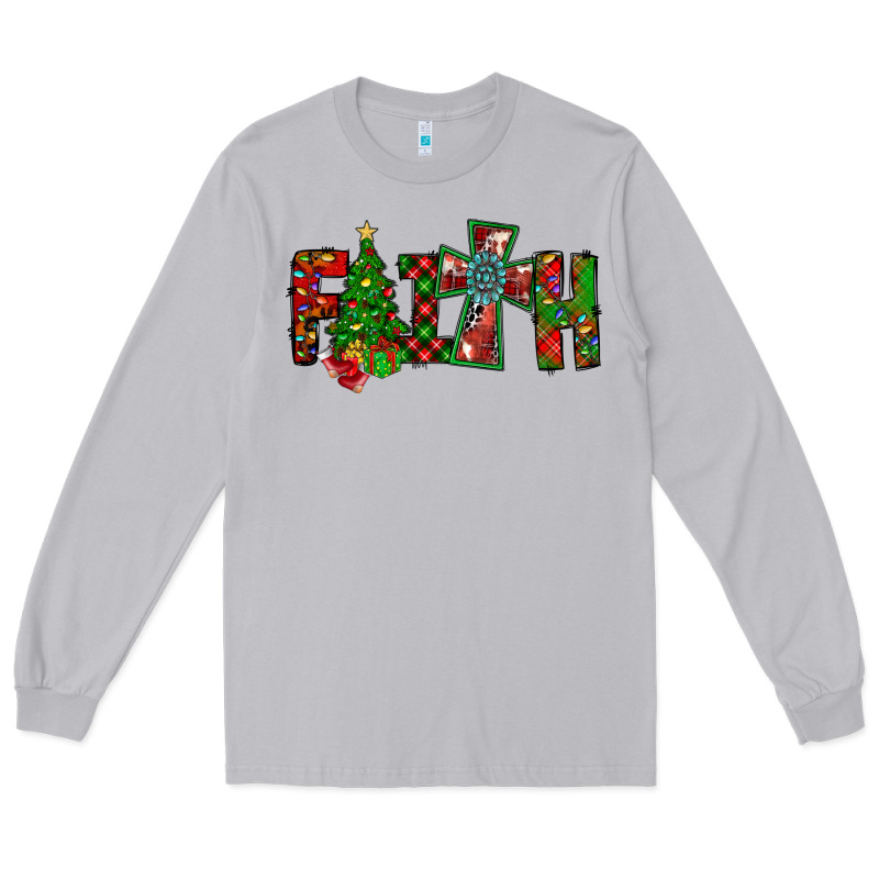 Christmas Faith With Cross Long Sleeve Tee by CowhideDigitalArt | Teevron