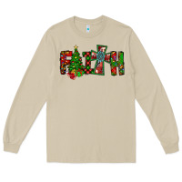Mushroom christmas faith with cross Long Sleeve Tee - CowhideDigitalArt