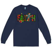 Navy christmas faith with cross Long Sleeve Tee - CowhideDigitalArt