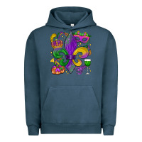 Pigment Midnight Navy mardi gras fleur de lis Urban Hoodie - LillyAllenDesigns
