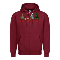 Burgundy merry christmas tree Zipper Hoodie - JahusDesignShop