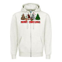 Oatmeal Heather merry christmas tree Zipper Hoodie - JahusDesignShop