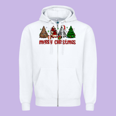 Merry Christmas Tree Zipper Hoodie Designed By Jahusdesignshop