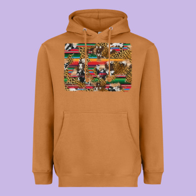 Western Serape Cowhide And Leopard Background Heavyweight Hoodie Designed By Artiststas