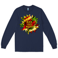 Navy black lives matter sunflower Long Sleeve Tee - HRA Design Shop