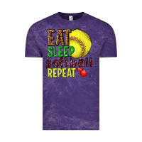 Cloud Purple eat sleep softball repeat Vintage Tee - texasbilliewilder