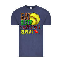 Vintage Denim eat sleep softball repeat Vintage Tee - texasbilliewilder