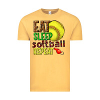 Vintage Mustard eat sleep softball repeat Vintage Tee - texasbilliewilder