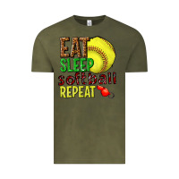 Vintage Olive eat sleep softball repeat Vintage Tee - texasbilliewilder