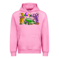 Fuchsia Pink mardi gras pelican alligator and crawfish Urban Hoodie - LillyAllenDesigns
