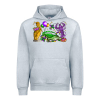 Heather Grey mardi gras pelican alligator and crawfish Urban Hoodie - LillyAllenDesigns