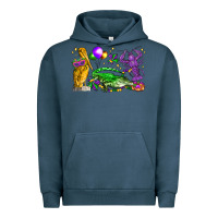 Pigment Midnight Navy mardi gras pelican alligator and crawfish Urban Hoodie - LillyAllenDesigns