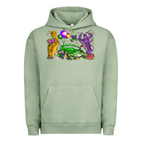 Pigment Oil Green mardi gras pelican alligator and crawfish Urban Hoodie - LillyAllenDesigns