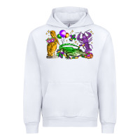 White mardi gras pelican alligator and crawfish Urban Hoodie - LillyAllenDesigns