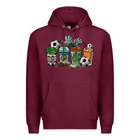 Burgundy soccer coffee cups Premium Hoodie - NancyCooperArtShop