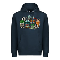 Navy soccer coffee cups Premium Hoodie - NancyCooperArtShop