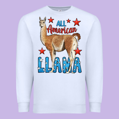 All American Llama Premium Sweatshirt Designed By Lillyallendesigns