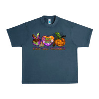 Midnight Navy peace love halloween Urban Heavy Tee - BarkalooDesign
