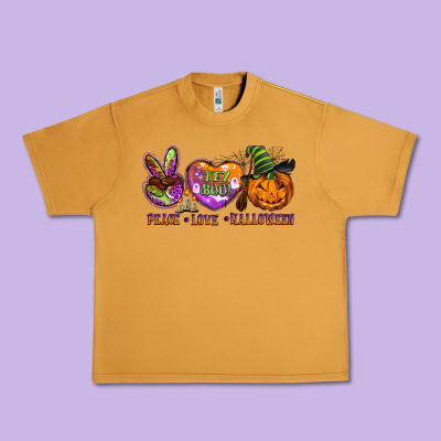 Peace Love Halloween Urban Heavy Tee Designed By Barkaloodesign