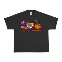 Pigment Black peace love halloween Urban Heavy Tee - BarkalooDesign