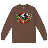 Chestnut Christmas Joy Cow Long Sleeve Tee - CowhideDigitalArt