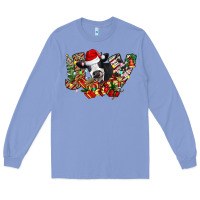 Colony Blue Christmas Joy Cow Long Sleeve Tee - CowhideDigitalArt