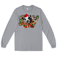 Heather Grey Christmas Joy Cow Long Sleeve Tee - CowhideDigitalArt