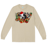 Mushroom Christmas Joy Cow Long Sleeve Tee - CowhideDigitalArt