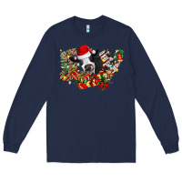 Navy Christmas Joy Cow Long Sleeve Tee - CowhideDigitalArt