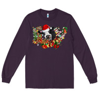 Plum Christmas Joy Cow Long Sleeve Tee - CowhideDigitalArt