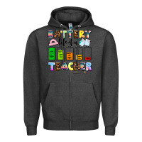 Charcoal Heather battery life of a teacher Zipper Hoodie - AdoDesignShop