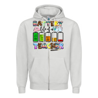 Dove Grey battery life of a teacher Zipper Hoodie - AdoDesignShop