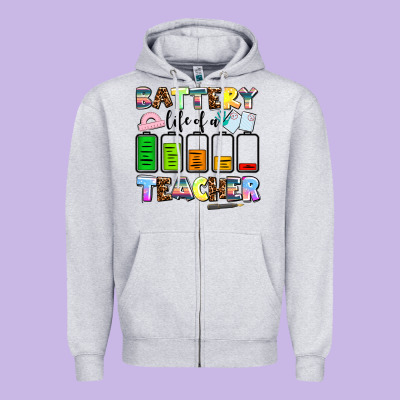 Battery Life Of A Teacher Zipper Hoodie Designed By Adodesignshop