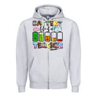 Heather Grey battery life of a teacher Zipper Hoodie - AdoDesignShop