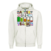 Oatmeal Heather battery life of a teacher Zipper Hoodie - AdoDesignShop