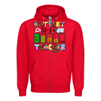 Red battery life of a teacher Zipper Hoodie - AdoDesignShop
