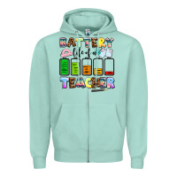Seafoam battery life of a teacher Zipper Hoodie - AdoDesignShop