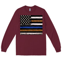 Burgundy Back to blue USA flag leopard police 20oz tumbler Long Sleeve Tee - Neo Western