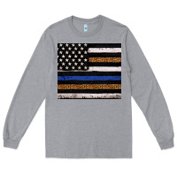 Heather Grey Back to blue USA flag leopard police 20oz tumbler Long Sleeve Tee - Neo Western