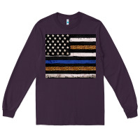 Plum Back to blue USA flag leopard police 20oz tumbler Long Sleeve Tee - Neo Western