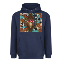 Navy western floral bullskull cowhide and leopard Heavyweight Hoodie - Artiststas