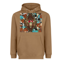 Toasted Coconut western floral bullskull cowhide and leopard Heavyweight Hoodie - Artiststas