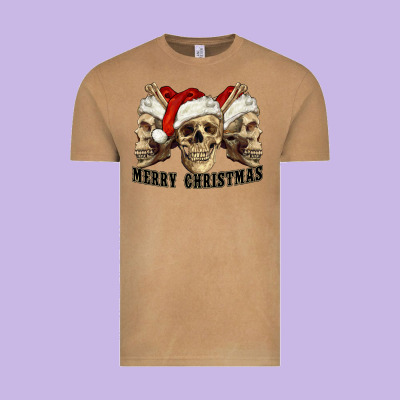 Vintage Tee Merry Christmas Skulls