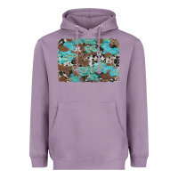 Lavender western cowhide and leopard with turquoise background Heavyweight Hoodie - Artiststas